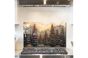 fzxwyishu Tree of Life,Tempered Glass Backsplash For Kitchen Behind Stove,Easy to Clean Kitchen Sink Cover Splash Guard, Home Kitchen Décor (brown, 30"x18"(76.2x45.72cm))