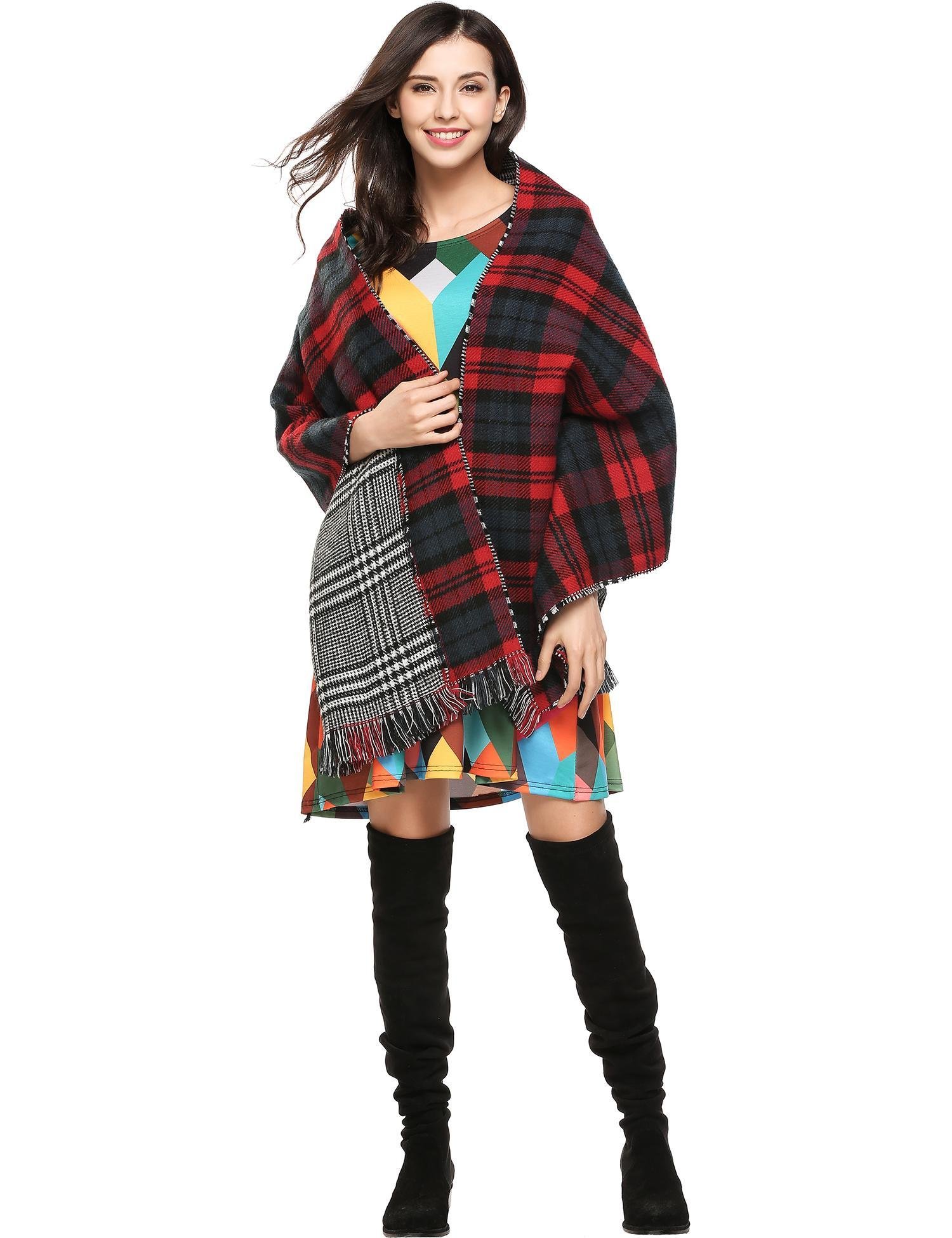 Zeagoo Women\'s Geometric Prints Loose Casual Summer Fall Tunic Top Dress Black XXL