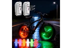 HANZE Bike Wheel Lights Rechargeable, LED Bicycle Spoke Lights 7-Color with 12 Flashing Modes, Motion Sensor Auto On/Off, Wat