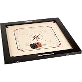 Surco Classic Youth 4mm Carrom Board with Coins, Striker and Powder, Black, 1-4 Players, Ages 13 and Up