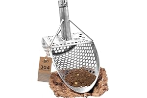 CKG Sand Scoop for Metal Detecting Heavy Duty Sand Sifter Scoop Stainless Steel 304, Metal Detector Scoop Shovel for Treasure Hunting Beach & Metal Detector Accessories, 9x6