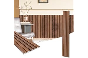 Art3d WPC Wainscoting Panels, 16-Pack 48 x 6 Inch 3D Wall Accents for Interior Wall Decor, Living Room, Bedroom, Teak