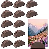 Classicseali 12pcs Wooden Place Card Holders,Semicircular Design Wood Table Number Holders,1.6In Wood Card Holder, Table Number Stands, Cards Stand for Retail Shop Wedding Party Events Decoration