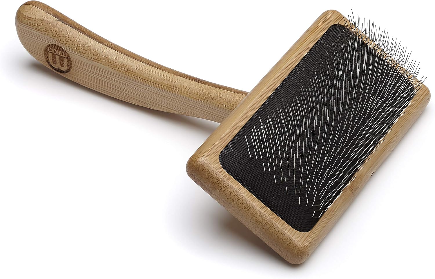 Mikki Bamboo Soft Pin Slicker Brush for Dog Cat, Puppy, for Medium Long and Curly Coats, Removes Knots, Tangles, Dead Hair