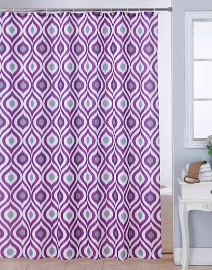 BIANCA Waterproof Printed Shower Curtain (12pc Plastic Hooks Included)