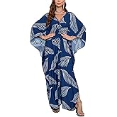 KEYLORTING Women’s Kaftan Beach Cover Up Dress Plus Size Summer Swimsuit Loungewear Maxi Dress