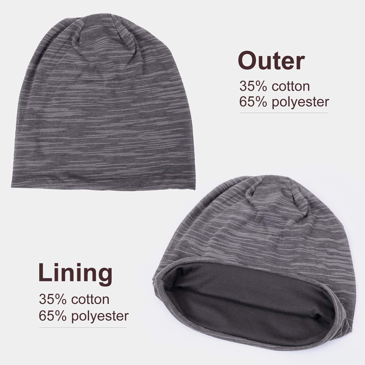 EtsyEase Soft Cotton Beanie Hat Sleep Cap - Fashion Slouchy Knit Beanie Cap for Men and Women (Grey)