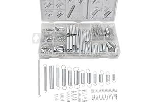 Kioiner 200 Pcs Spring Assortment Set, 20 Sizes Zinc Plated Steel Springs, Extended & Compressed Springs with Storage Box for