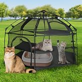 EighteenTek Catio Outdoor Cat Enclosure Pop up Cat Tent Playpen | 3 Tier Portable Kitten Catio Tower Pet Playpen Indoor Outdoor Cats Enclosed Play Tents for Patio Balcony Courtyard Camping