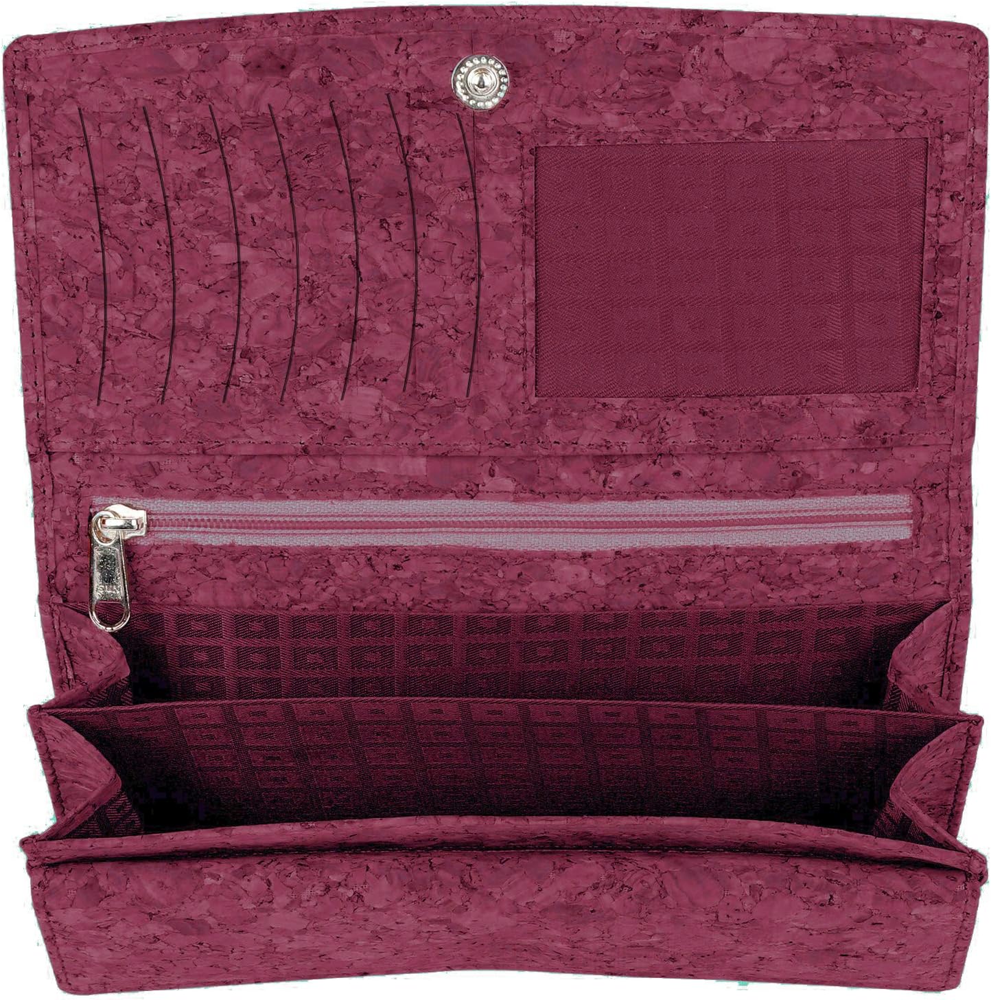 Hudson & James Ladies Designer Cork Vegan RFID Blocking Shield Card Holder Wallet Purse Multi Credit Card Women Clutch Wallet with Zip Pocket (Cork Pink) - Image 5