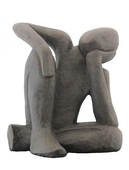 Tiefes Kunsthandwerk Steinfigur Träumer in Dunkelbraun, abstrakte Deko-Figur für Haus und Garten, moderne Statue als Garten-f