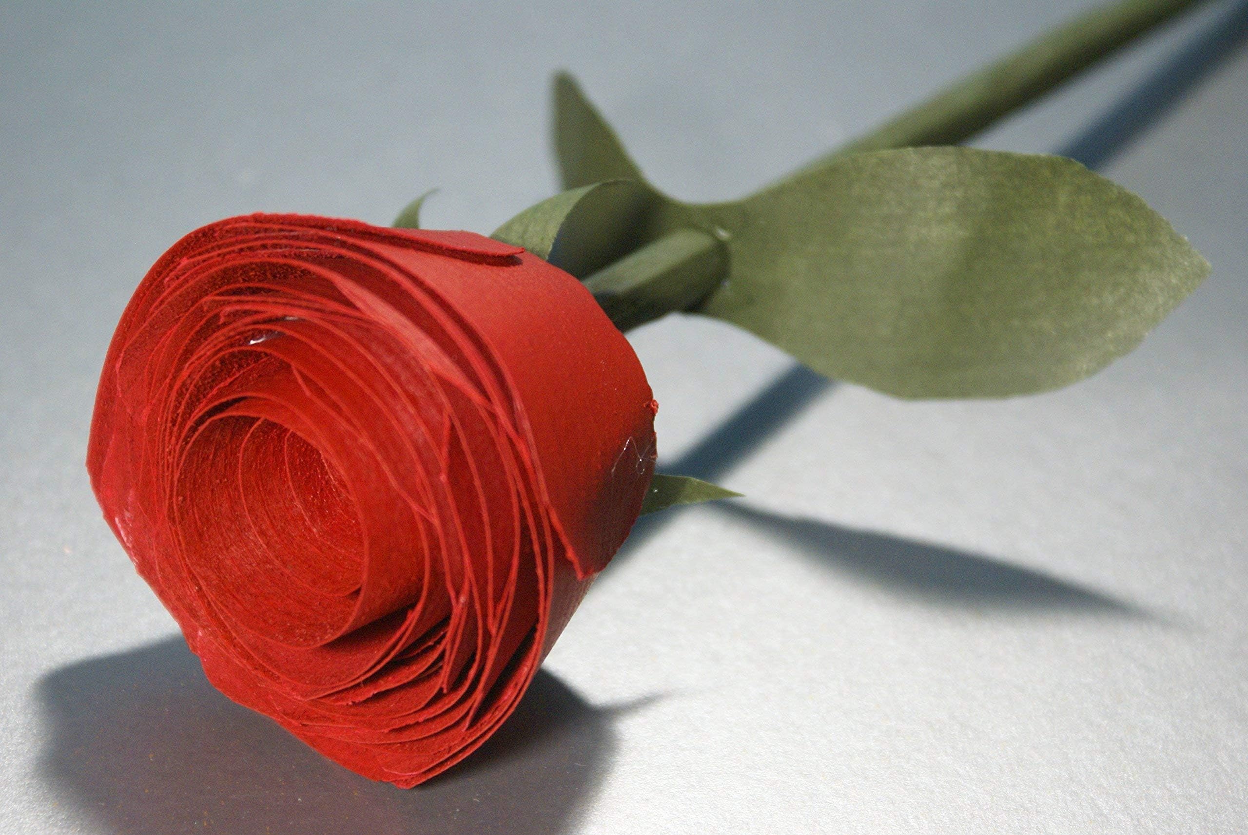 Wooden red rose handmade for 5 Year Anniversary, Romantic gift for her. Birthday flower, Thank you gift, Get well soon present