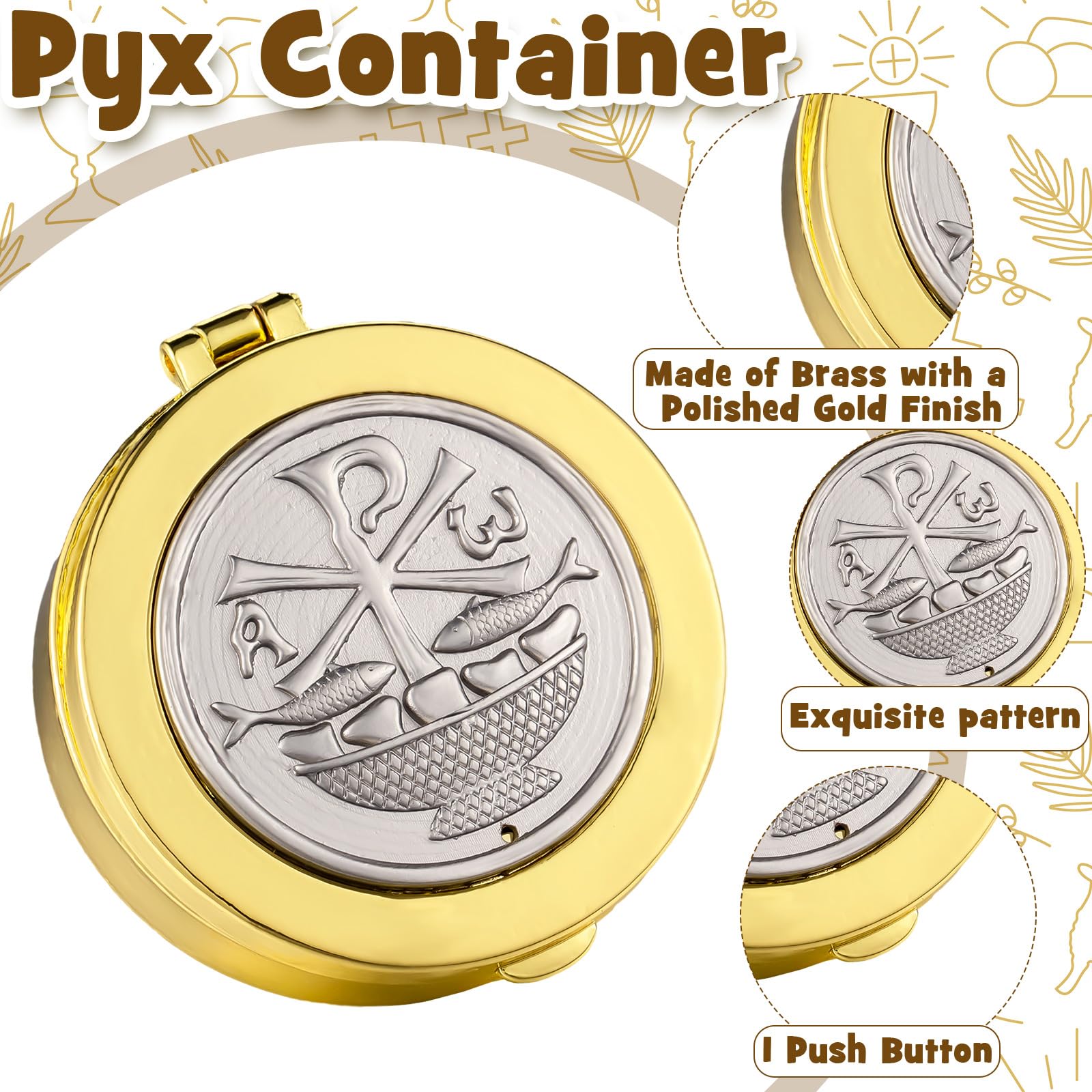 Huhumy 2 Pcs Leather Communion Purse for Pyx with Gold Latin Cross Container Catholic Budded Gold Toned Case Cross Pyx Bag for Communion Priests Deacons Eucharist Holy Gift (Hand-held Style)