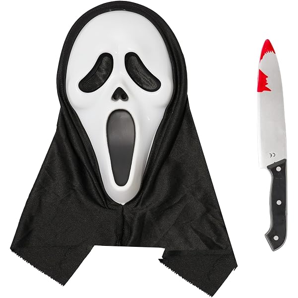 Disfraz Fantasma Scream Para Adultos – Máscara, Túnica, Guantes Y Cuchillo – Halloween Y Carnaval