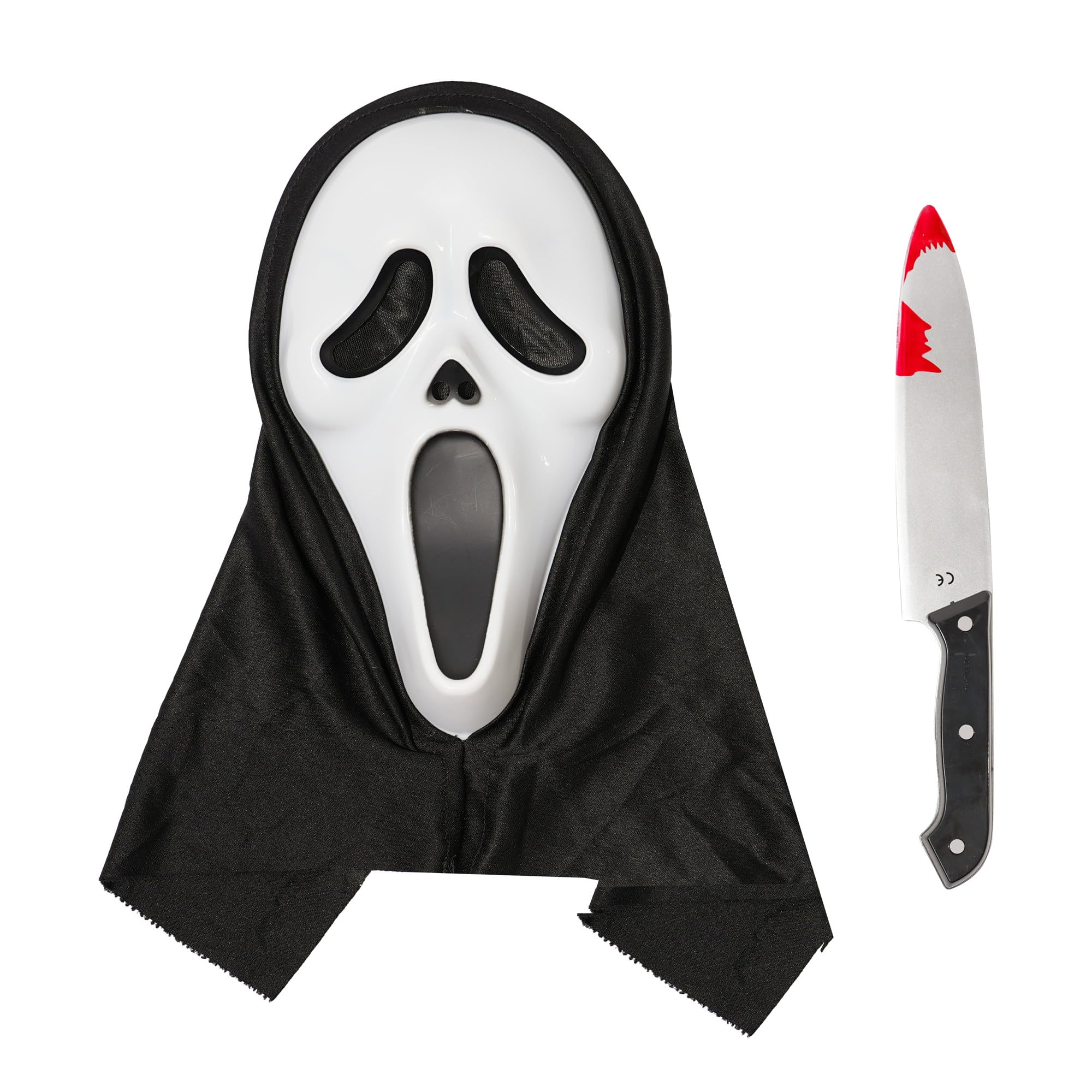 Photo 1 of ***SEE CLERK COMMENTS*** Geamiki Scary Halloween Costume Prop Ghost Mask with Plastic Knife for Adults and Kids, Horror Cosplay Accessory Normal