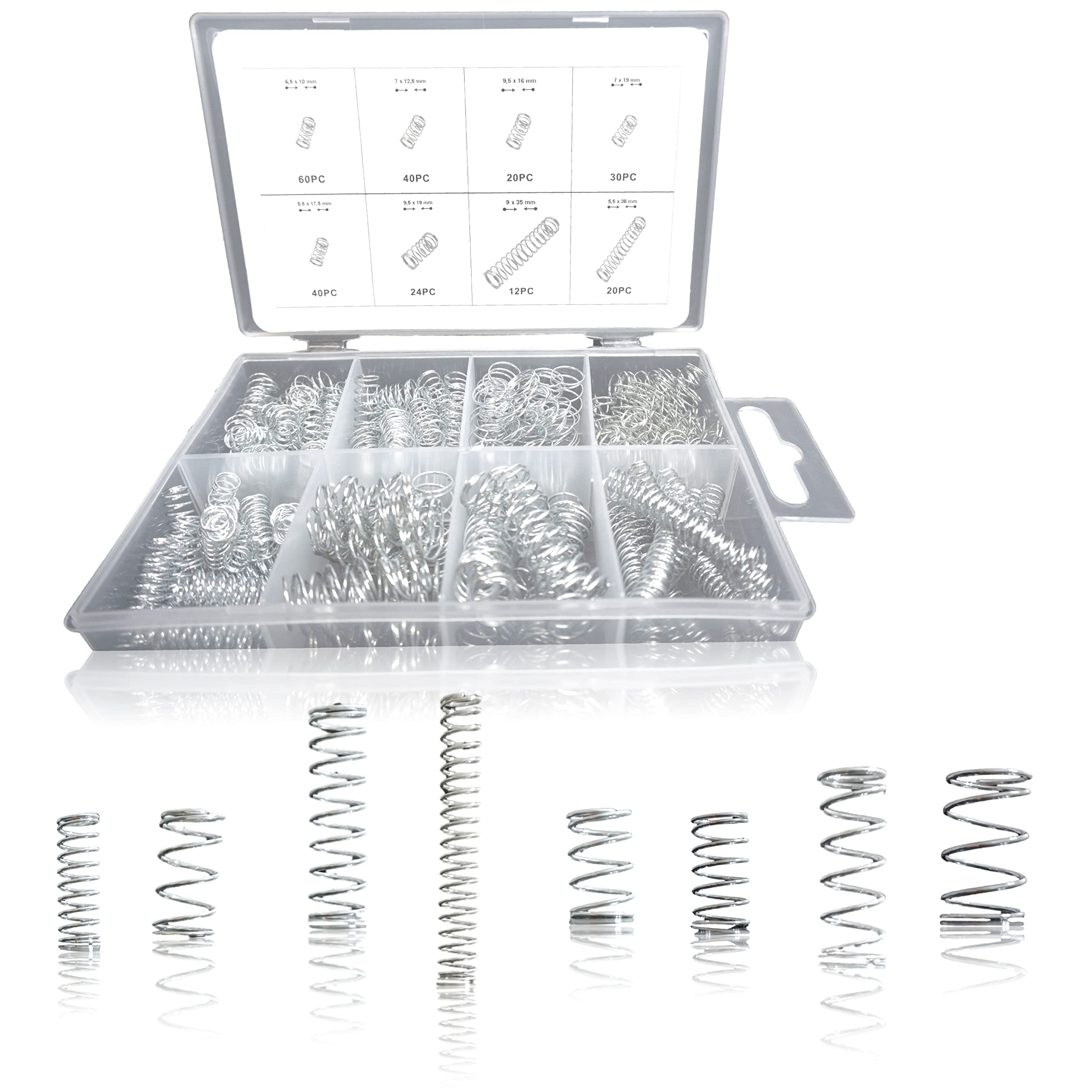 Compression Springs, Pack of 246, Assorted Spiral Set, Compression Spring, Metal Steel Spring (1)