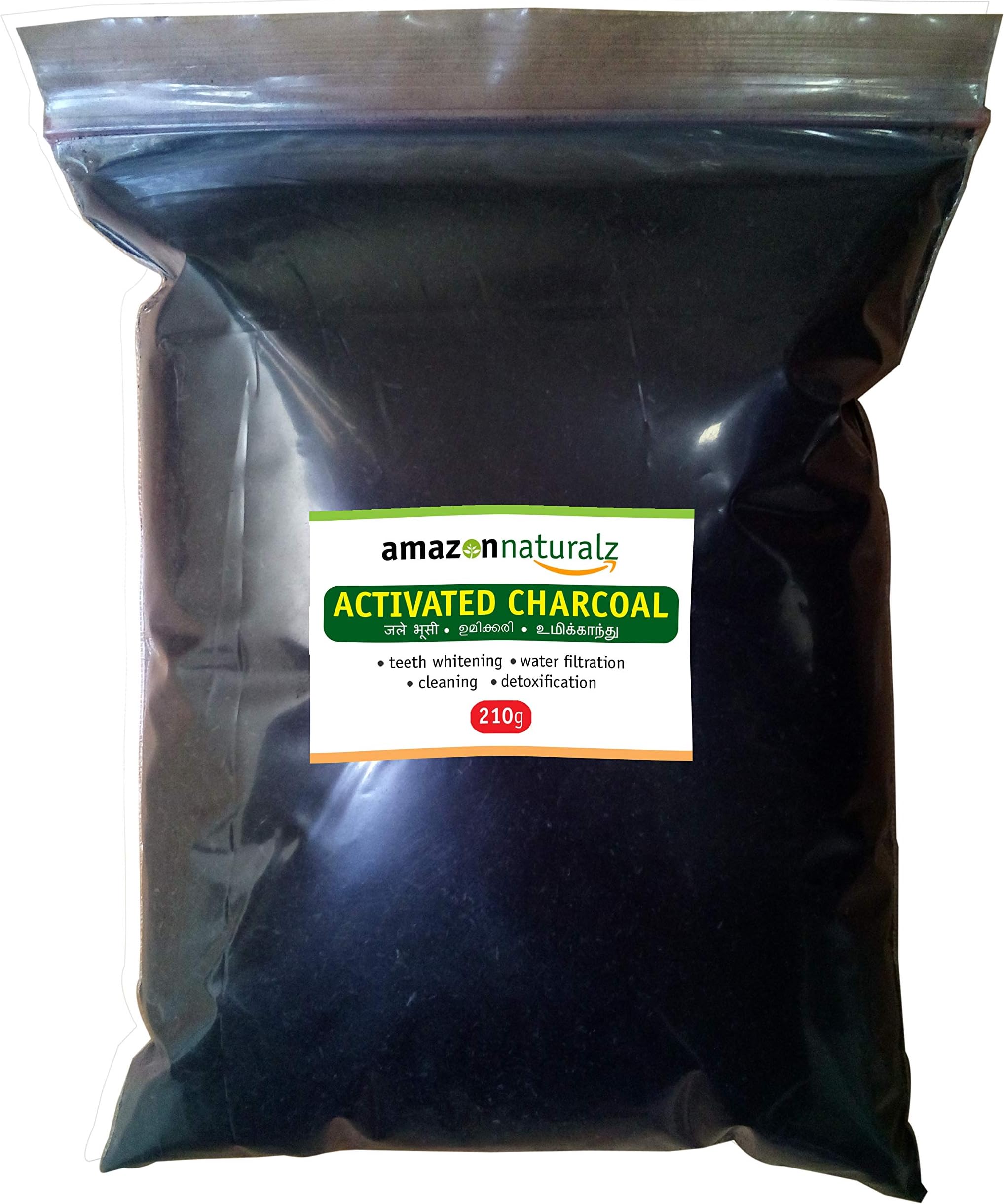 Amazon Naturalz Activated Charcoal Teeth Whitening, Water Filtration, Detoxification,- Ionised Activated Carbon (210g)