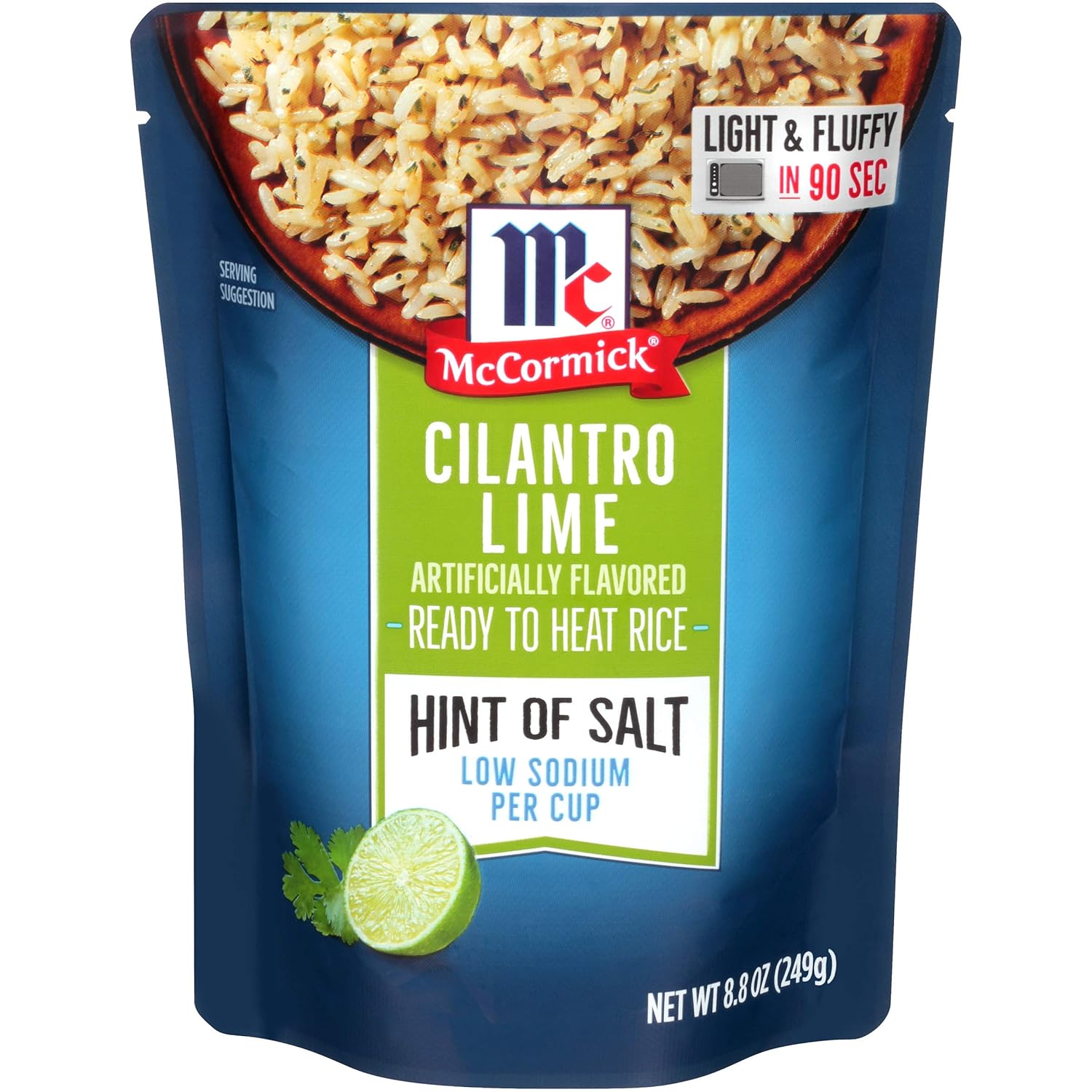 McCormick Hint of Salt Cilantro Lime Ready to Heat Rice, 8.8 oz (Pack of 6)