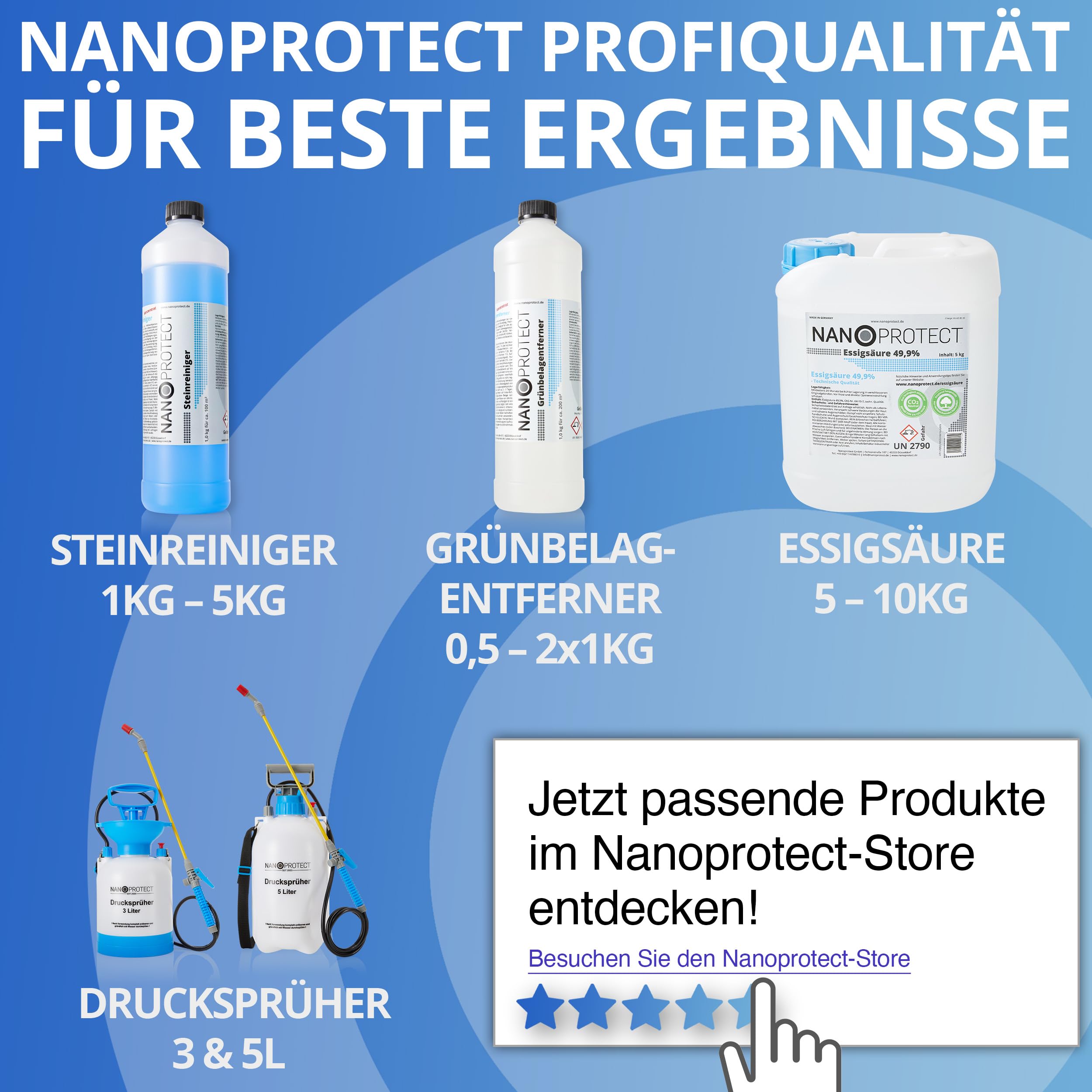 Nanoprotect Rückenspritze | 16 Liter | Leistungsstarke Gartenspritze mit 3 verstellbaren Düsen | Säurebeständig | TÜV-geprüft | Gartensprüher mit Schultergurten und extralangem Schlauch | Sprühgerät 7