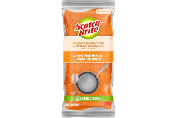 Scotch-Brite, 3M, Esponja para Louças Delicadas, 03 Unidades - Laranja