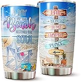 InterStellux Beach Tumbler - Gifts for Beach Lovers - 20 Oz Tumbler for Women, Girls - Perfect for Birthdays, Christmas