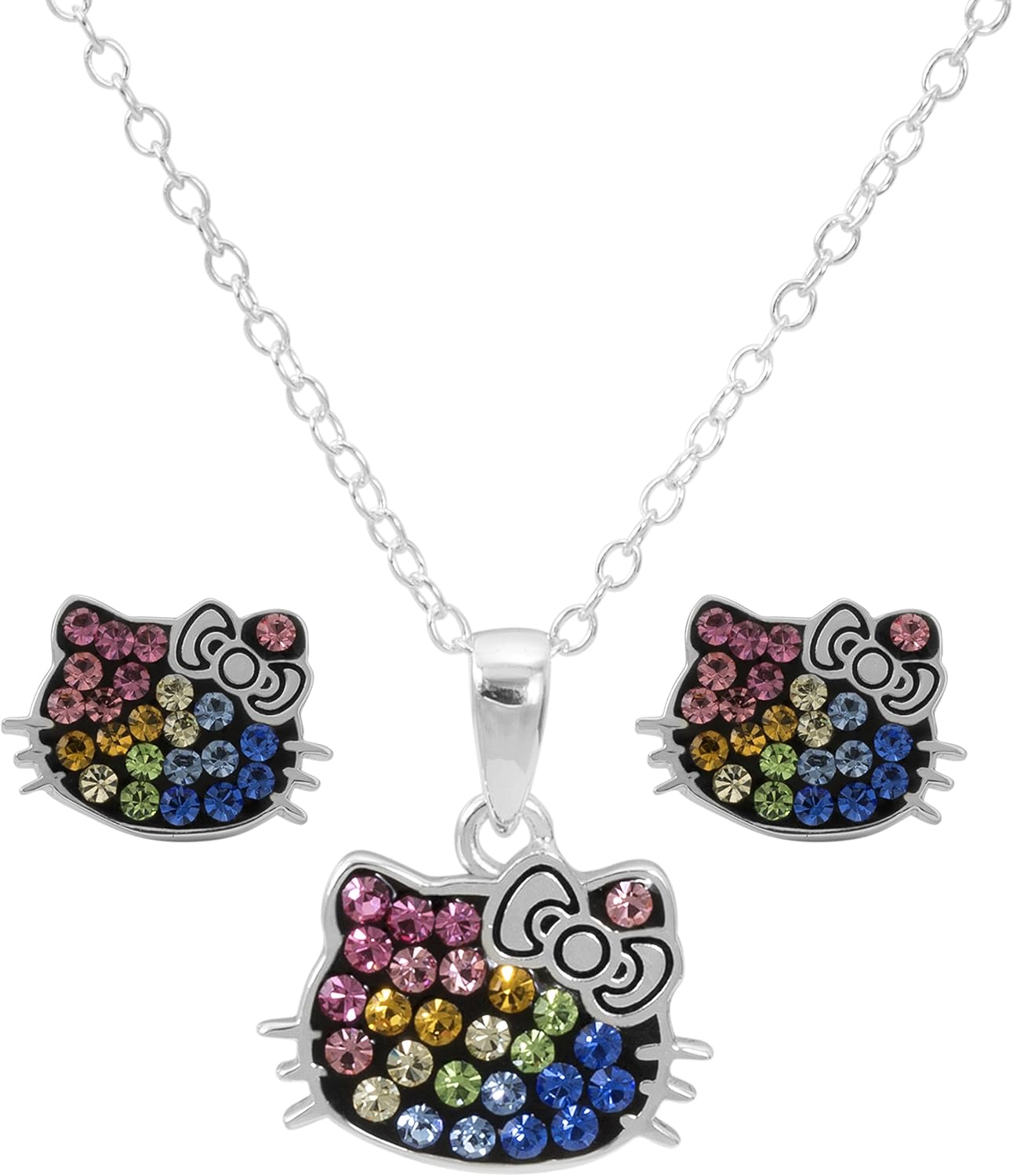 Hello Kitty Women Jewelry, Sterling Silver Rainbow Crystal