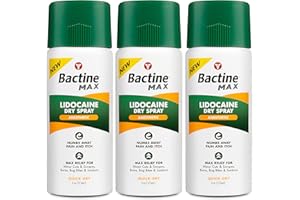 Bactine MAX Dry Spray for Pain Relief with 4% Lidocaine - Numbing Spray with Cooling First Aid - Pain + Itch Relief For Minor Cuts & Scrapes, Burns, Bug Bites, Sunburns & Postpartum Care - 4 oz,3 Pack