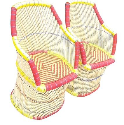 PatioStack Cane Handmade Outdoor Rattan & Wicker Sitting Chair Furniture Set for Garden / Terrace / Lawn / Balcony / Restaurant and Cafe [ 2 Chair, Size :18*18*34 ]