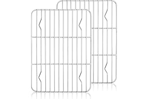 Herogo Mini Cooling Rack Set of 2, Stainless Steel 8.6" x 6.3" Small Baking Rack, Fit Small Toast Oven, for Cooling Grilling 