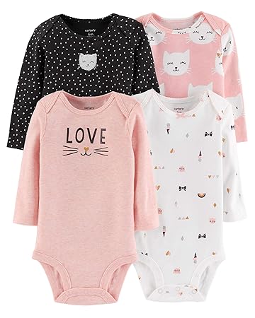 Amazon カーターズ 女の子用 Loveねこさんと水玉リボン ピンク 長袖
