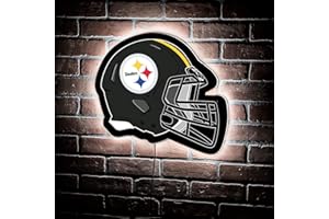 Team Sports America Evergreen NFL Pittsburgh Steelers Ultra-Thin LED Light Wall Sign Decor | Full Size Replica Helmet | 19.5 x 15 Inches | Made in the USA