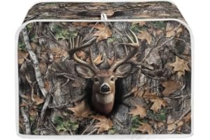 Talayituse Deer Camo Print Toaster Cover 2 Slice Wide Slot, Lightweight Toaster Cover Dust Protection Washable Appliance Bag Bread Maker Cover, S