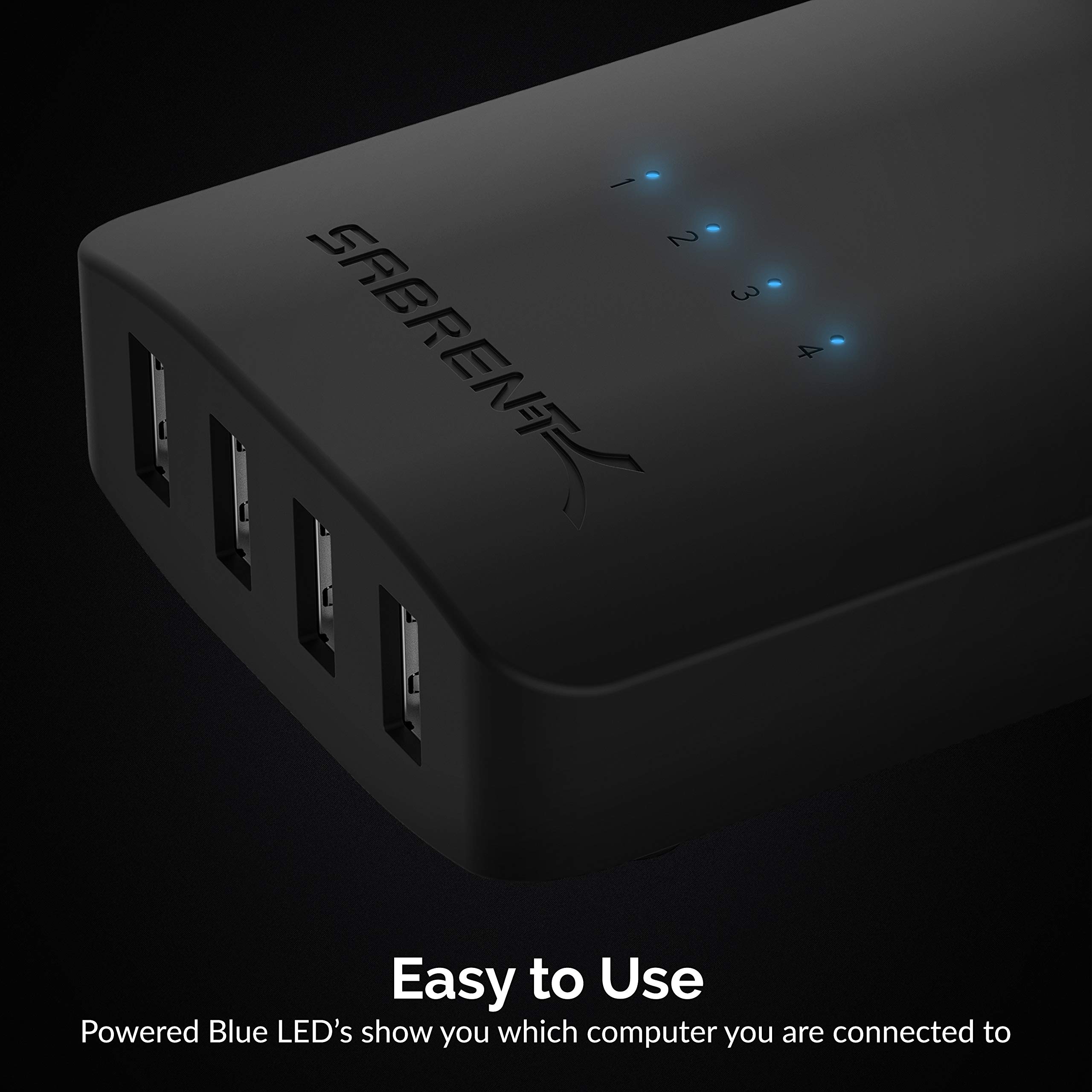 SABRENT USB 2.0 Sharing Switch up to 4 Computers and Peripherals LED Device Indicators (USB-USS4) Black