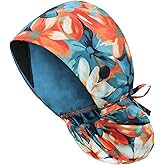 IRIS CRAFT Adjustable Working Cap with Button, Cotton Working Hat Sweatband with Ponytail Pocket Elastic Tie