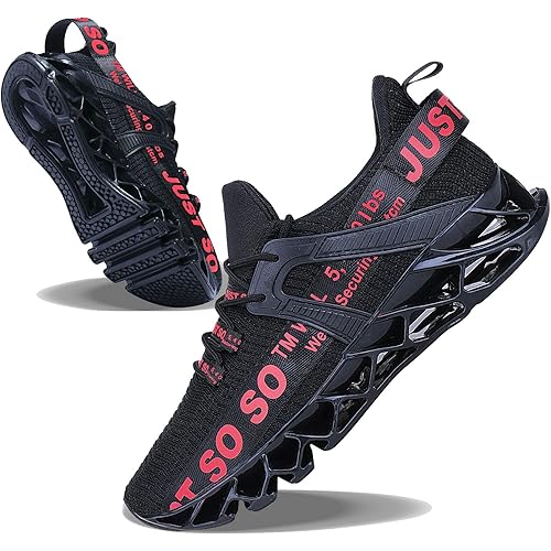 JSLEAP Mens Running Shoes Walking Non Slip Blade Type Sneakers