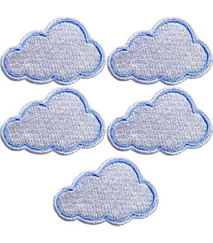 HEYTRCO 12PCS Small Cloud Iron-On Patches - Cute Embroidered Appliques For Clothes, Hats, Bags & DIY Crafts