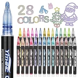 Outline Shimmer Markers, 28 Glitter Metallic Gel