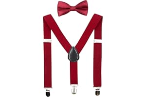 HANERDUN Kids Suspenders Bowtie Sets Adjustable Suspender Set for Boys and Girls