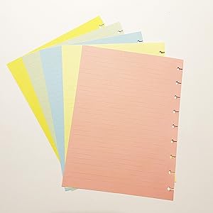 Notes Refill Color for 9 Disc Medium Size Planners Notes Inserts for 9-Disc Planners 7x9.25 Inches Medium Size 9-Ring Planners