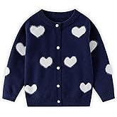 Joctoh Girls Cardigan Long Sleeve Button Front Heart Sweater Kids Winter Colorful Rainbow Knit Sweaters Baby Coat 2-7 Years