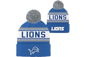 OUTERSTUFF NFL Kids Youth 8-20 Official Primary Logo Jacquard Sport Knit Cold Weather Cuffed Pom Beanie Hat