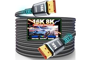 GREEN JISS 16K Displayport Cable 2.1, [VESA Certified] DP 2.1 Cable 5FT-1.5M, 16K@60Hz, 8K@120Hz, 4K@240Hz 165Hz 144Hz, Support 80Gbps HDR, HDCP DSC 1.2a, Compatible FreeSync G-Sync Gaming Monitor 4090 7900xtx