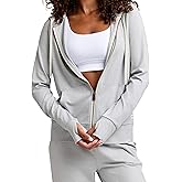 Awwena Women's Full Zip Athletic Hoodies Long Sleeve Relaxed Fit Workout Sweat Jackets with Thumbholes