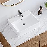 20" x 16" Bathroom Sink Vessel Rectangular, Eridanus Wall Mounted Sinks Above Counter Vanity Basin Bowl, Modern Floating Trou