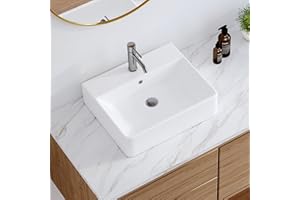 20" x 16" Bathroom Sink Vessel Rectangular, Eridanus Wall Mounted Sinks Above Counter Vanity Basin Bowl, Modern Floating Trough Washbasin for Bathroom, White Ceramic Glass Porcelain