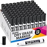 72 Pack Dry Erase Markers Bulk, Chisel Tip Black Whiteboard Markers | Low Odor Ink, Quick-Dry, Non-Toxic, Smooth Writing, Office, Classroom, Back to School Supplies