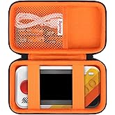 Supmay Hard Travel Case for My Arcade Atari Pocket Player Pro, Portable Video Game System Handheld Game Protection Case with Mesh Pocket for Batteries and USB-C Cable, Black+Orange