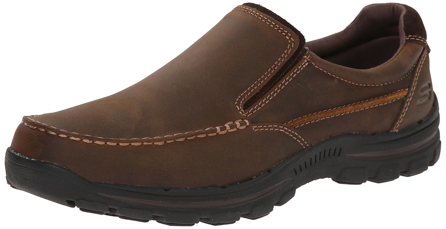 Skechers Men's Braver Rayland SlipOn Loafer 10.5, Dark Brown Leather