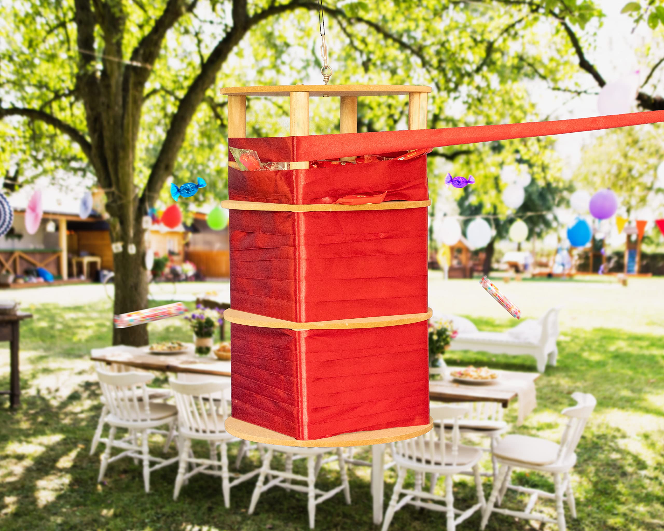 Birdie Designs Spinata - Spinning Pinata with Pull-String Option and Pinata Bolo, Reusable Pinata for Gender Reveal Parties and Fun Indoor/Outdoor Entertainment, Ideal for Kids and Adults Spin01