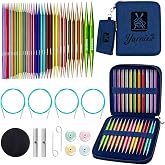 Yarniss 18 Pairs Circular Knitting Needles with Swivel Cable, US Sizes 0-15 | Aluminum Interchangeable Knitting Needles Kit with 4 Free-Memory Cables and Storage Case